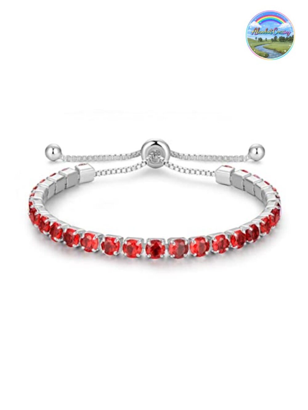 Sterling Silver Birthstone Tennis Bracelet Women 4mm CZ Bolo Chain Bracelet
